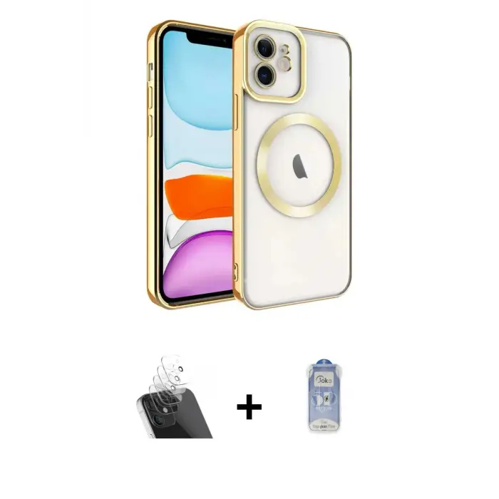 ieg™ iPhone 11 Kılıf Nova Işık Özel Seri - Siyah Joko Magic 5D Cam + Kamera Lens Koruma Cam - SF