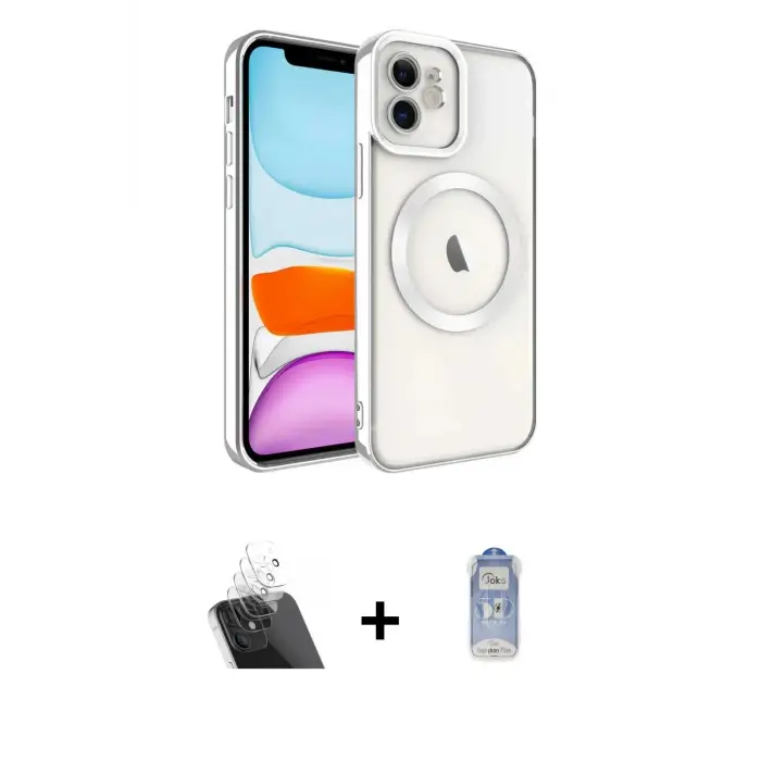 ieg™ iPhone 11 Kılıf Nova Işık Özel Seri - Siyah Joko Magic 5D Cam + Kamera Lens Koruma Cam - SF