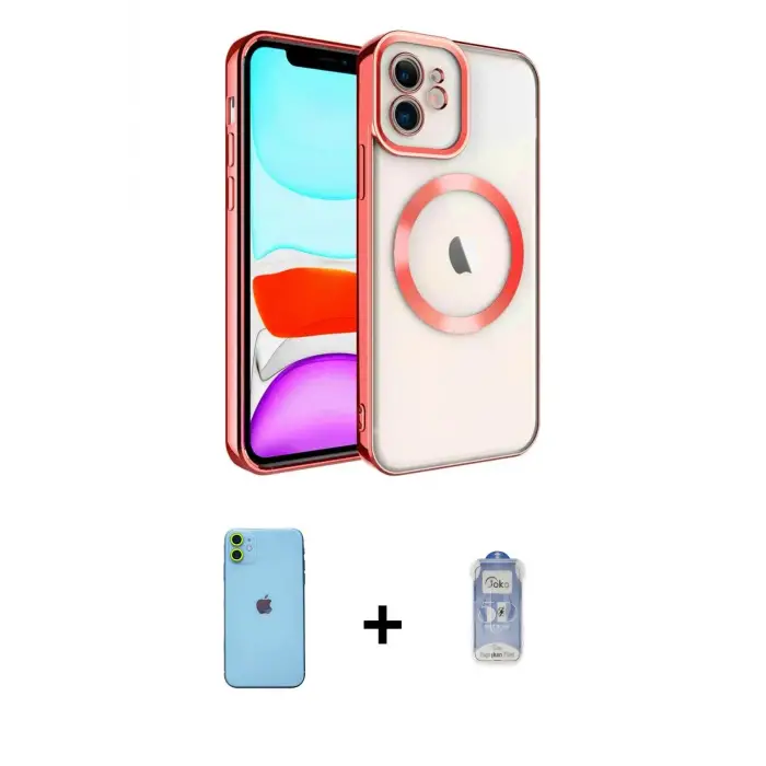ieg™ iPhone 11 Kılıf Nova Işık Özel Seri - Siyah Joko Magic 5D Cam + Neon Fosforlu Kamera Lens - YL