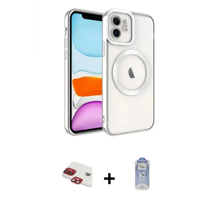 ieg™ iPhone 11 Kılıf Nova Işık Özel Seri - Siyah Joko Magic 5D Cam + Pers Alüminyum Kamera Lens - KI