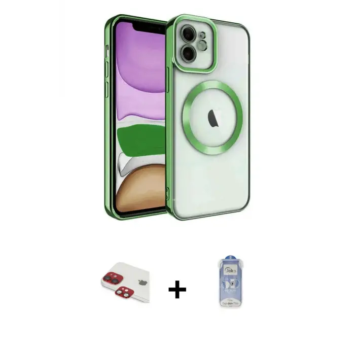 ieg™ iPhone 11 Kılıf Nova Işık Özel Seri - Siyah Joko Magic 5D Cam + Pers Alüminyum Kamera Lens - KI