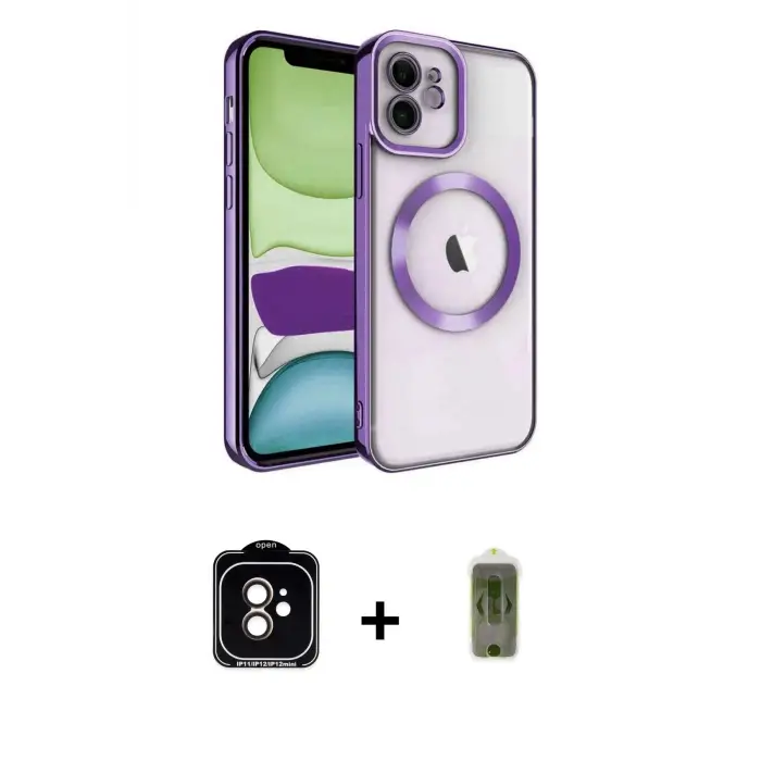 ieg™ iPhone 11 Kılıf Nova Işık Özel Seri - Siyah Joko Magic 5D Hayalet Cam + PVD Metal Kamera Lens - TU