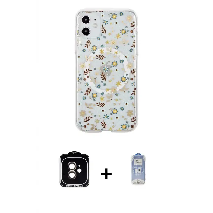 ieg™ iPhone 11 Kılıf Pusula Form - Siyah Joko Magic 5D Cam + PVD Metal Kamera Lens - TU