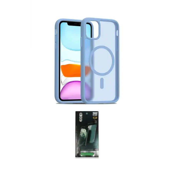 ieg™ iPhone 11 Kılıf Siluet Minimal Prime - Siyah 360 Mat Full Body Arka Koruyucu