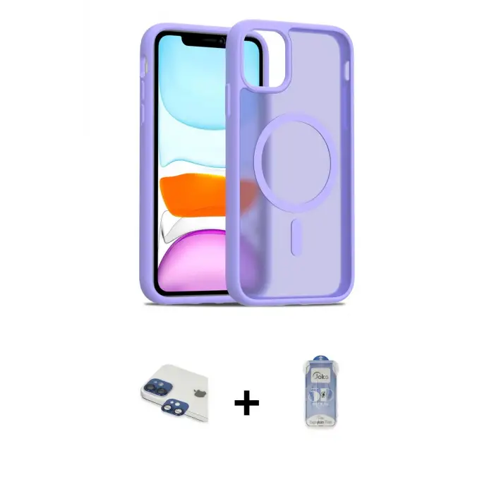 ieg™ iPhone 11 Kılıf Siluet Minimal Prime - Siyah Joko Magic 5D Cam + Pers Alüminyum Kamera Lens - LT
