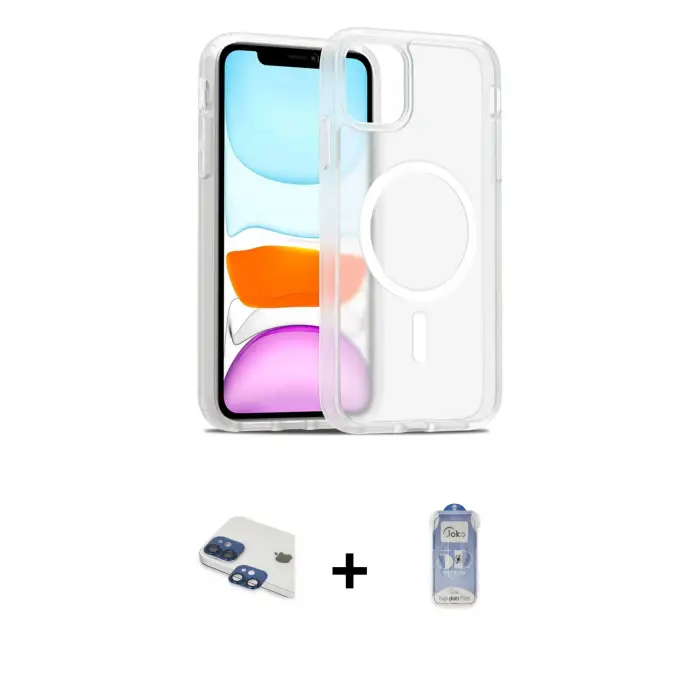 ieg™ iPhone 11 Kılıf Siluet Minimal Prime - Siyah Joko Magic 5D Cam + Pers Alüminyum Kamera Lens - LT