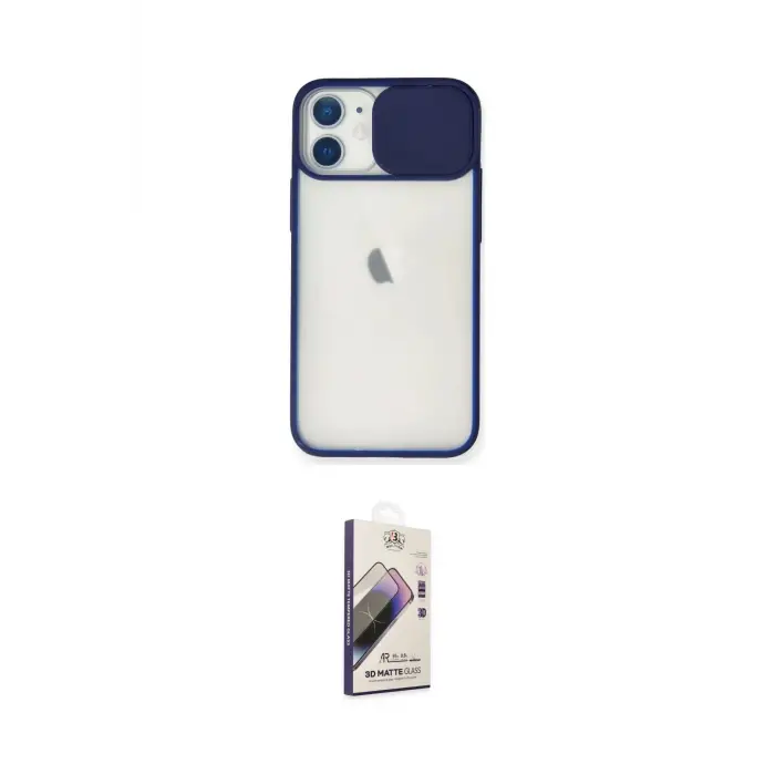 ieg™ iPhone 11 Kılıf Vadi Çizgi - Siyah Bilvis 3D Mat Cam Ekran Koruyucu