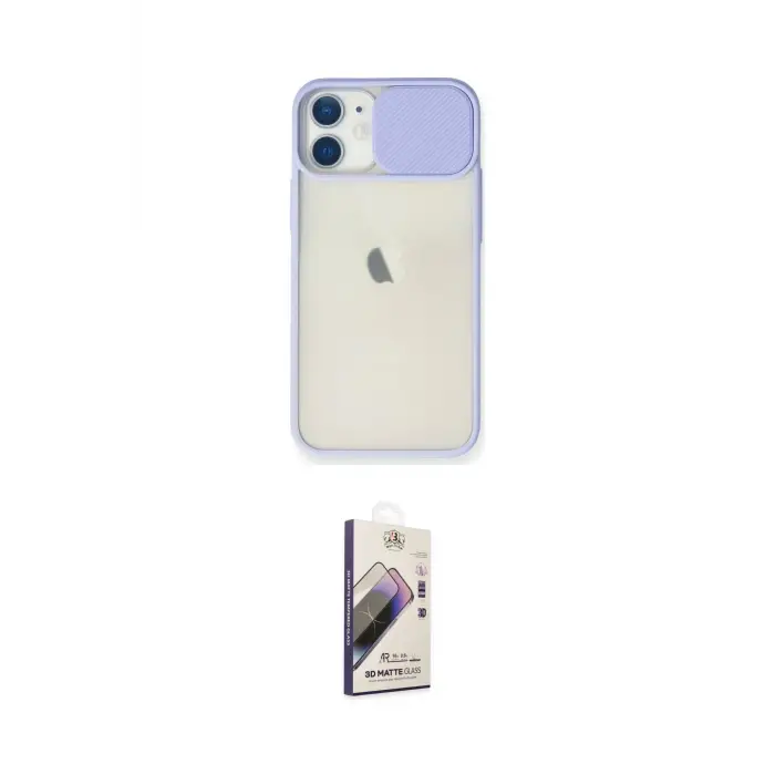 ieg™ iPhone 11 Kılıf Vadi Çizgi - Siyah Bilvis 3D Mat Cam Ekran Koruyucu