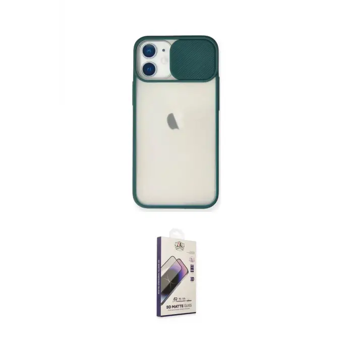 ieg™ iPhone 11 Kılıf Vadi Çizgi - Siyah Bilvis 3D Mat Cam Ekran Koruyucu