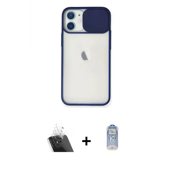 ieg™ iPhone 11 Kılıf Vadi Çizgi - Siyah Joko Magic 5D Cam + Kamera Lens Koruma Cam - SF