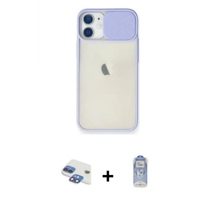 ieg™ iPhone 11 Kılıf Vadi Çizgi - Siyah Joko Magic 5D Cam + Pers Alüminyum Kamera Lens - GI