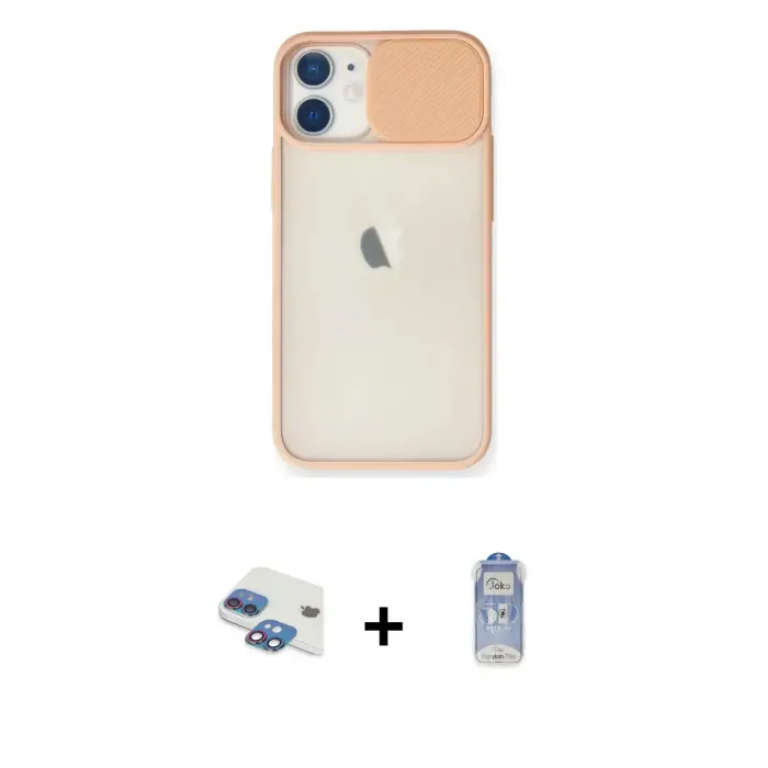 ieg™ iPhone 11 Kılıf Vadi Çizgi - Siyah Joko Magic 5D Cam + Pers Alüminyum Kamera Lens - GI
