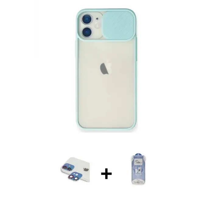 ieg™ iPhone 11 Kılıf Vadi Çizgi - Siyah Joko Magic 5D Cam + Pers Alüminyum Kamera Lens - GI