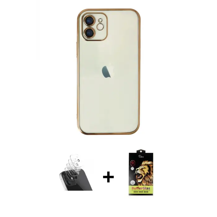 ieg™ iPhone 11 Kılıf Vadi Minimal - Siyah Buffer Cam Ekran Koruyucu + Kamera Lens Koruma Cam - SF