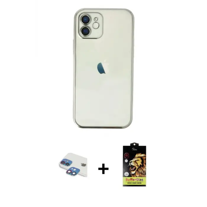 ieg™ iPhone 11 Kılıf Vadi Minimal - Siyah Buffer Cam Ekran Koruyucu + Pers Alüminyum Kamera Lens - GI