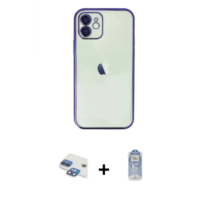 ieg™ iPhone 11 Kılıf Vadi Minimal - Siyah Joko Magic 5D Cam + Pers Alüminyum Kamera Lens - GI