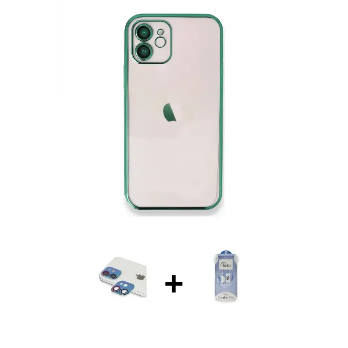 ieg™ iPhone 11 Kılıf Vadi Minimal - Siyah Joko Magic 5D Cam + Pers Alüminyum Kamera Lens - GI
