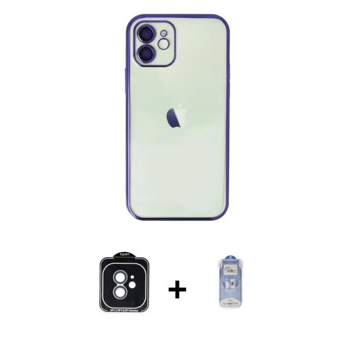 ieg™ iPhone 11 Kılıf Vadi Minimal - Siyah Joko Magic 5D Cam + PVD Metal Kamera Lens - MI