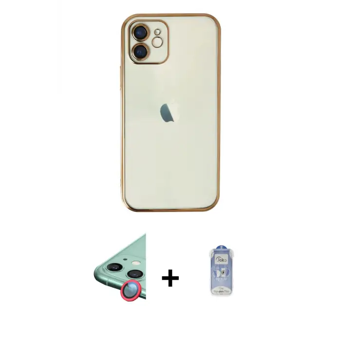 ieg™ iPhone 11 Kılıf Vadi Minimal - Siyah Joko Magic 5D Cam + Raze Metal Kamera Lens - KI