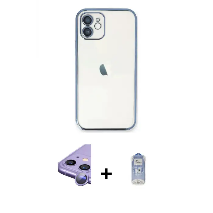 ieg™ iPhone 11 Kılıf Vadi Minimal - Siyah Joko Magic 5D Cam + Raze Metal Kamera Lens - MR