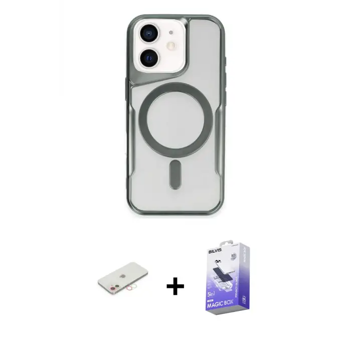 ieg™ iPhone 11 Kılıf Yadigar Klasik Özel Seri - Siyah Bilvis 5in1 5D Magic Hayalet Cam Ekran Koruyucu + Renkli Kamera Lens Koruma Cam - YL