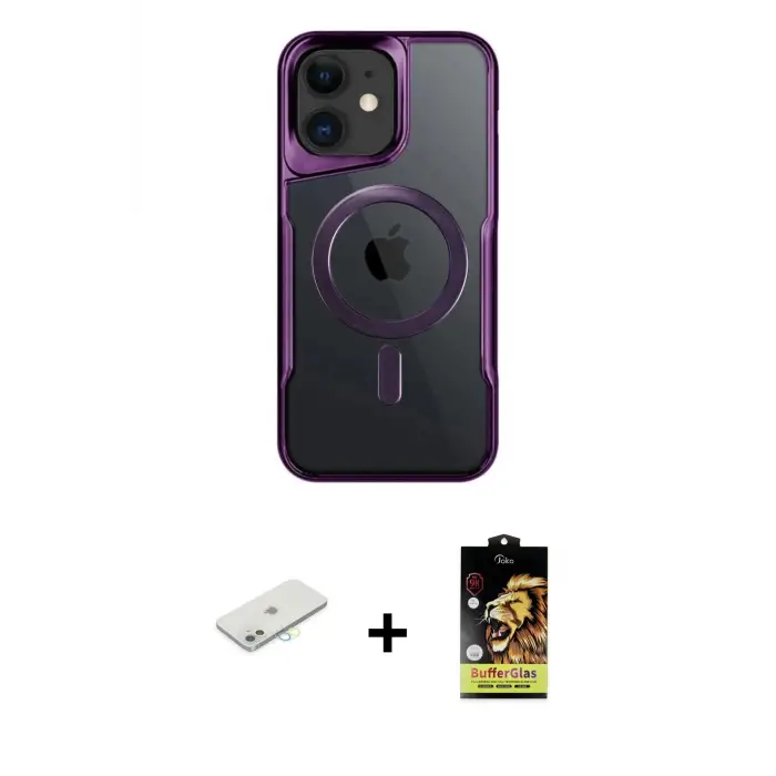 ieg™ iPhone 11 Kılıf Yadigar Klasik Özel Seri - Siyah Buffer Cam Ekran Koruyucu + Renkli Kamera Lens Koruma Cam - SI