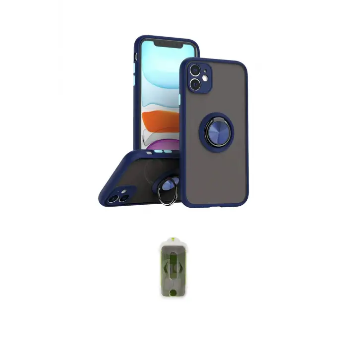ieg™ iPhone 11 Kılıf Yörünge Çizgi - Siyah Joko Magic 5D Hayalet Cam