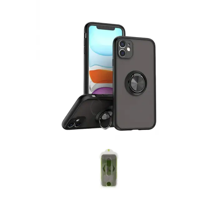 ieg™ iPhone 11 Kılıf Yörünge Çizgi - Siyah Joko Magic 5D Hayalet Cam