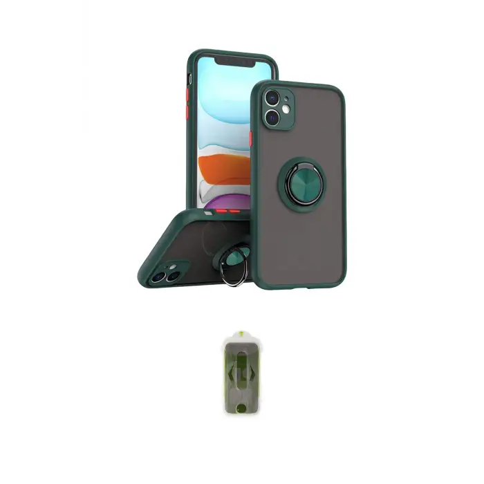 ieg™ iPhone 11 Kılıf Yörünge Çizgi - Siyah Joko Magic 5D Hayalet Cam