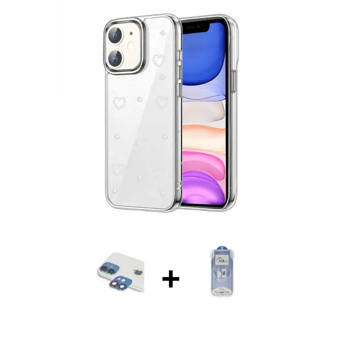 ieg™ iPhone 11 Kılıf Yörünge Form - Siyah Joko Magic 5D Cam + Pers Alüminyum Kamera Lens - GI