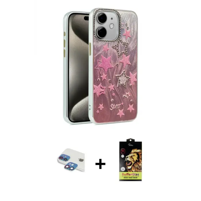 ieg™ iPhone 11 Kılıf Zirve Modern Prime - Siyah Buffer Cam Ekran Koruyucu + Pers Alüminyum Kamera Lens - GI