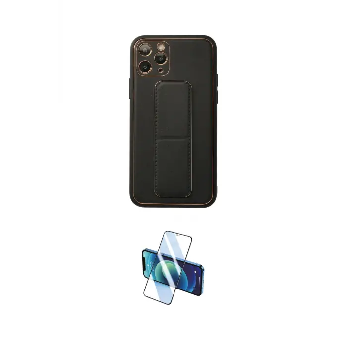 ieg™ iPhone 11 Pro Kılıf Akış Doku - Siyah 3D Antistatik Cam Ekran Koruyucu