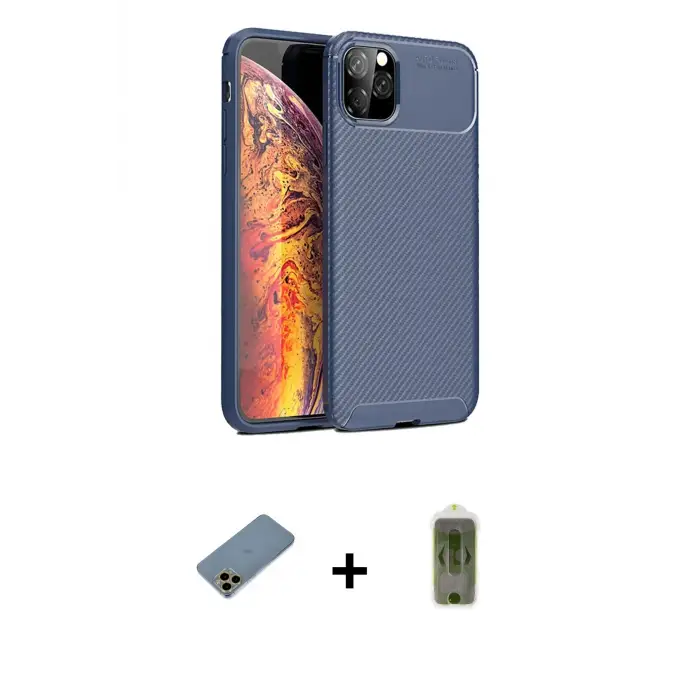 ieg™ iPhone 11 Pro Kılıf Eksen Form Prime - Siyah Joko Magic 5D Hayalet Cam + Shine Kamera Lens Koruma Cam - GD