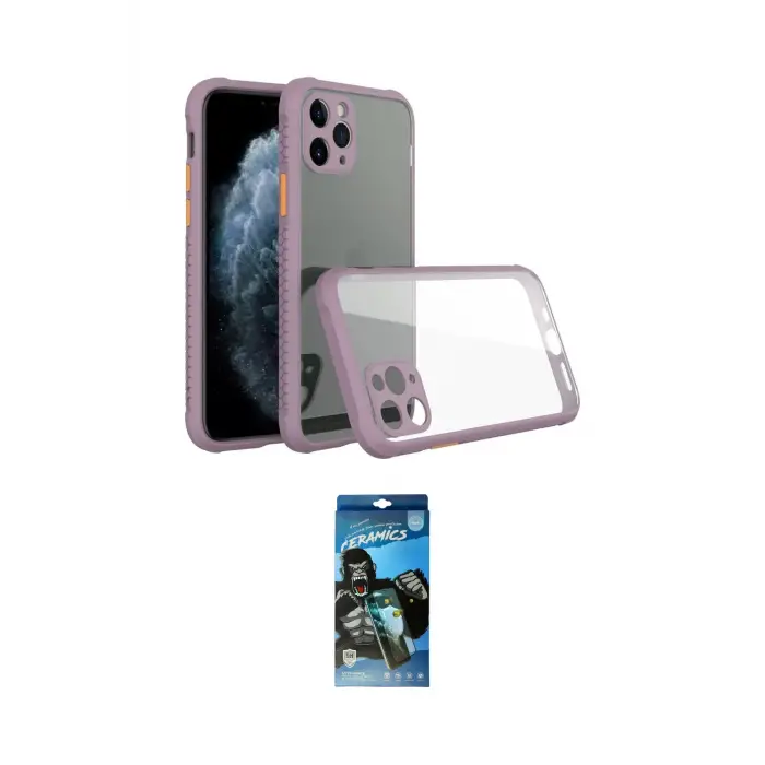 ieg™ iPhone 11 Pro Kılıf Nova Asil Özel Seri - Siyah 34D Izgaralı Cam