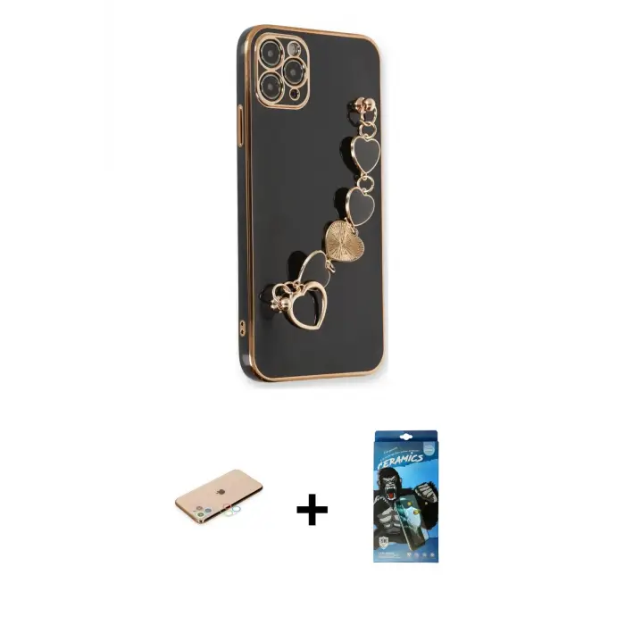 ieg™ iPhone 11 Pro Kılıf Nova Işık Prime - Siyah 34D Izgaralı Cam + Renkli Kamera Lens Koruma Cam - MI