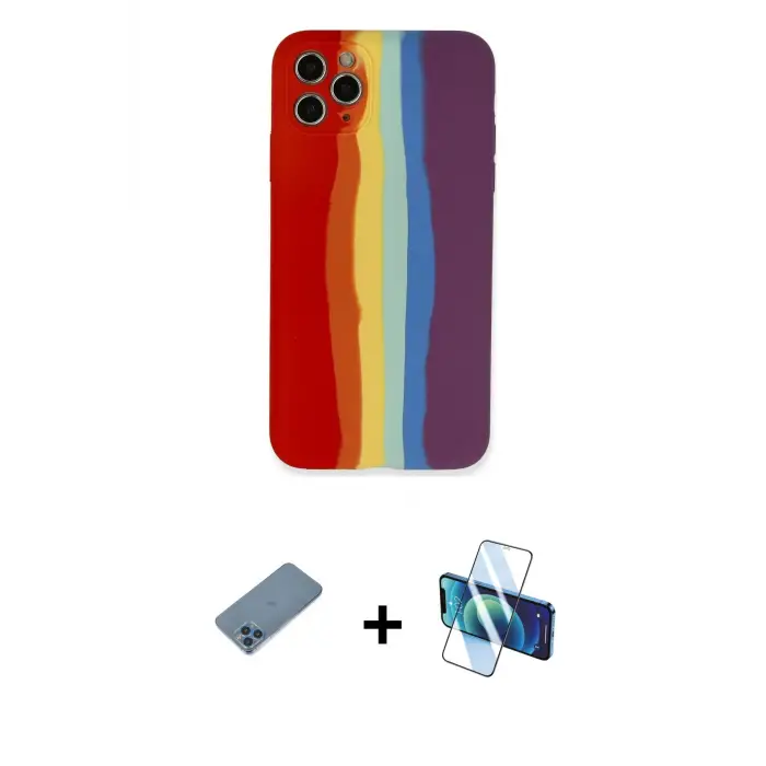 ieg™ iPhone 11 Pro Kılıf Yadigar Çizgi - Siyah 3D Antistatik Seramik Nano Ekran Koruyucu + Shine Kamera Lens Koruma Cam - MI