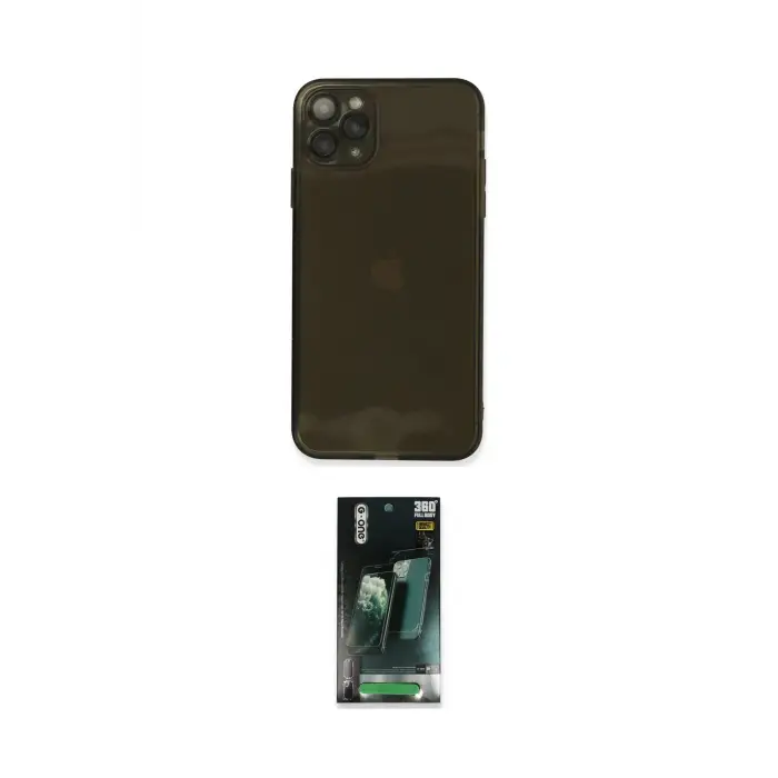 ieg™ iPhone 11 Pro Max Kılıf Ahenk Doku - Şeffaf 360 Full Body Arka Koruyucu