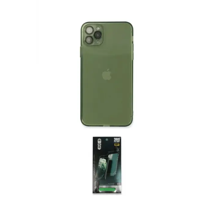 ieg™ iPhone 11 Pro Max Kılıf Ahenk Doku - Şeffaf 360 Full Body Arka Koruyucu