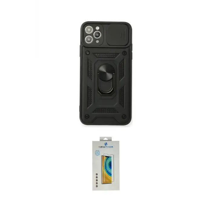 ieg™ iPhone 11 Pro Max Kılıf Ahenk Klasik - Siyah Polymer Nano Ekran Koruyucu