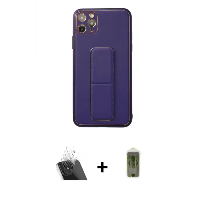 ieg™ iPhone 11 Pro Max Kılıf Akış Doku - Siyah Joko Magic 5D Hayalet Cam + Kamera Lens Koruma Cam - SF