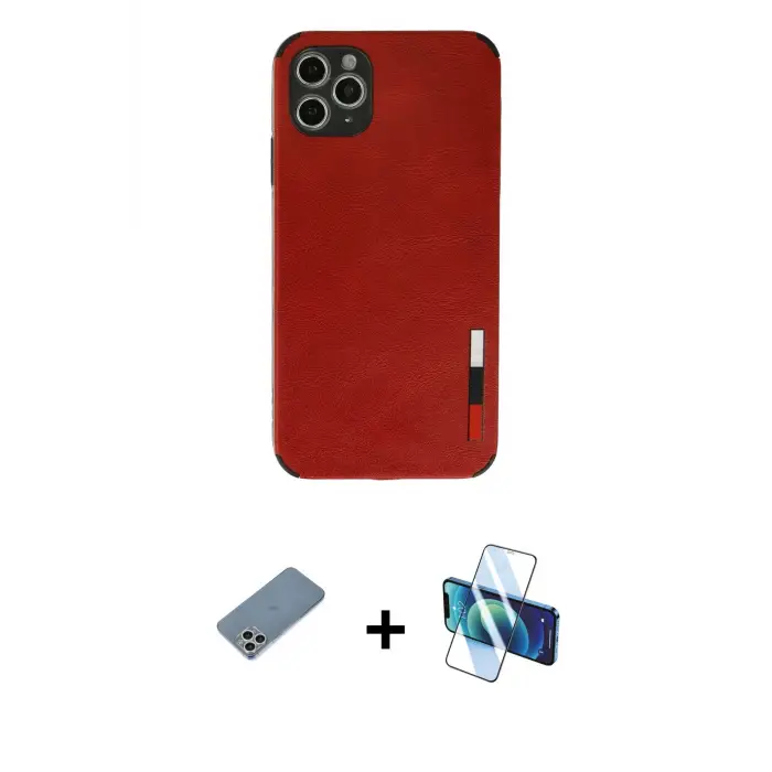 ieg™ iPhone 11 Pro Max Kılıf Doruk Asil Koleksiyonu - Siyah 3D Antistatik Seramik Nano Ekran Koruyucu + Shine Kamera Lens Koruma Cam - GS