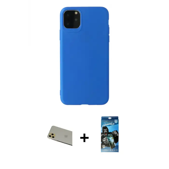 ieg™ iPhone 11 Pro Max Kılıf Kozmos Yansıma Özel Seri - Siyah 34D Izgaralı Cam + Rainbow Kamera Lens Koruma Cam - GD
