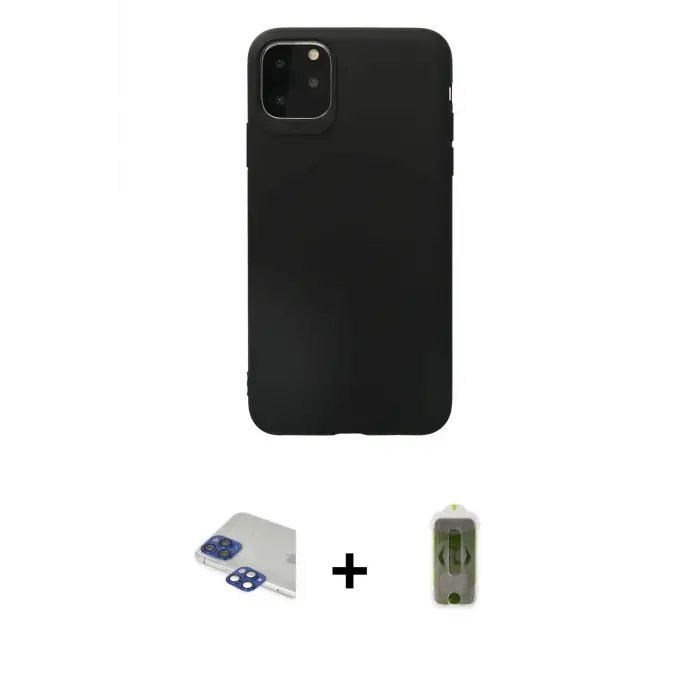 ieg™ iPhone 11 Pro Max Kılıf Kozmos Yansıma Özel Seri - Siyah Joko Magic 5D Hayalet Cam + Pers Alüminyum Kamera Lens - LT