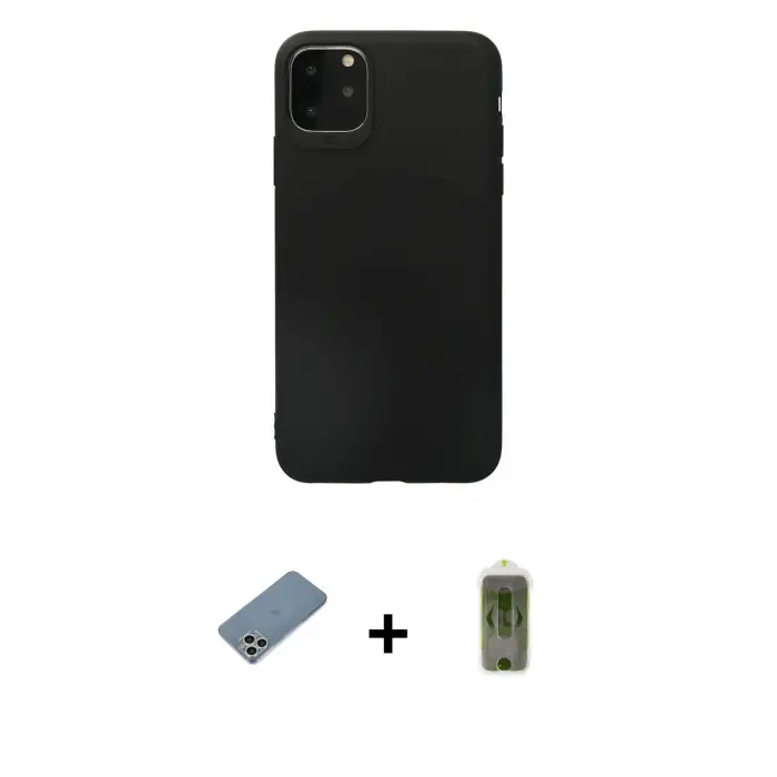 ieg™ iPhone 11 Pro Max Kılıf Kozmos Yansıma Özel Seri - Siyah Joko Magic 5D Hayalet Cam + Shine Kamera Lens Koruma Cam - GS