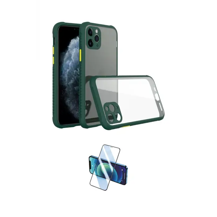 ieg™ iPhone 11 Pro Max Kılıf Nova Asil Özel Seri - Siyah 3D Antistatik Cam Ekran Koruyucu