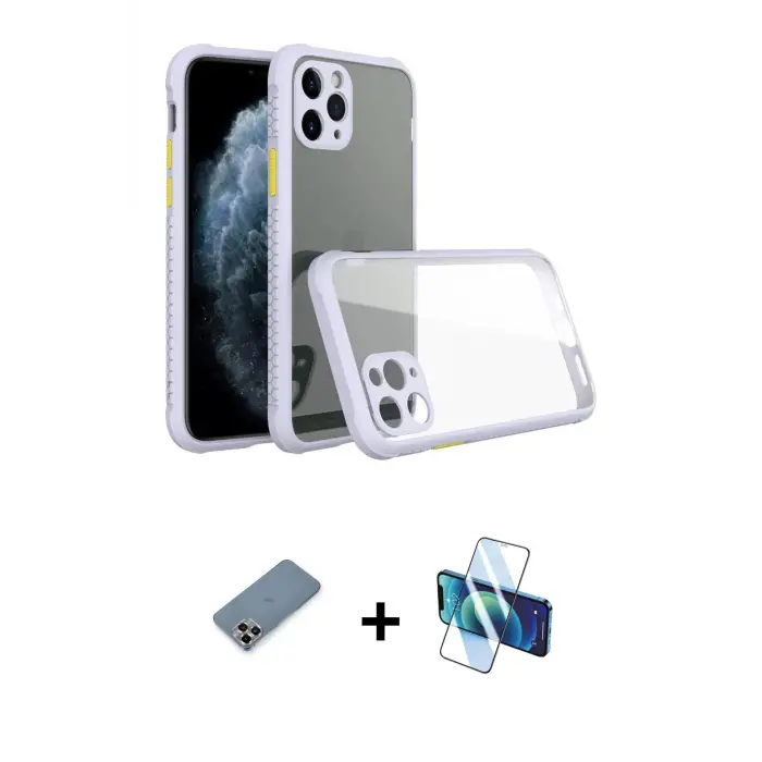 ieg™ iPhone 11 Pro Max Kılıf Nova Asil Özel Seri - Siyah 3D Antistatik Seramik Nano Ekran Koruyucu + Metal Kamera Lens Koruma Cam - MR