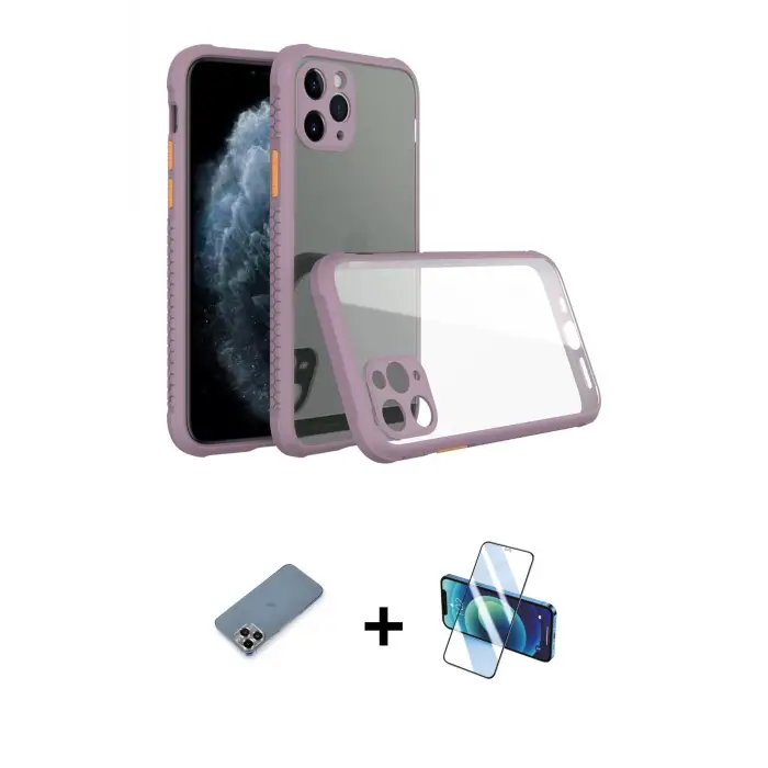 ieg™ iPhone 11 Pro Max Kılıf Nova Asil Özel Seri - Siyah 3D Antistatik Seramik Nano Ekran Koruyucu + Metal Kamera Lens Koruma Cam - MR
