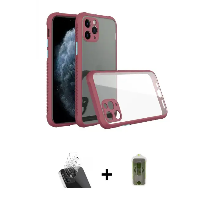 ieg™ iPhone 11 Pro Max Kılıf Nova Asil Özel Seri - Siyah Joko Magic 5D Hayalet Cam + Kamera Lens Koruma Cam - SF