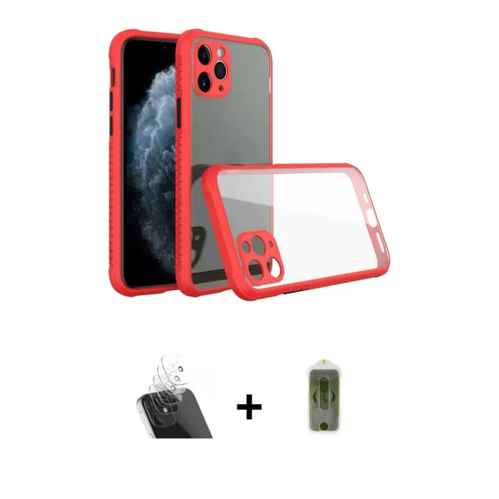 ieg™ iPhone 11 Pro Max Kılıf Nova Asil Özel Seri - Siyah Joko Magic 5D Hayalet Cam + Kamera Lens Koruma Cam - SF