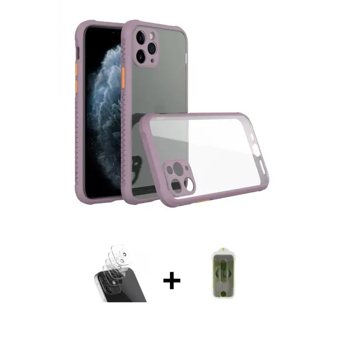ieg™ iPhone 11 Pro Max Kılıf Nova Asil Özel Seri - Siyah Joko Magic 5D Hayalet Cam + Kamera Lens Koruma Cam - SF